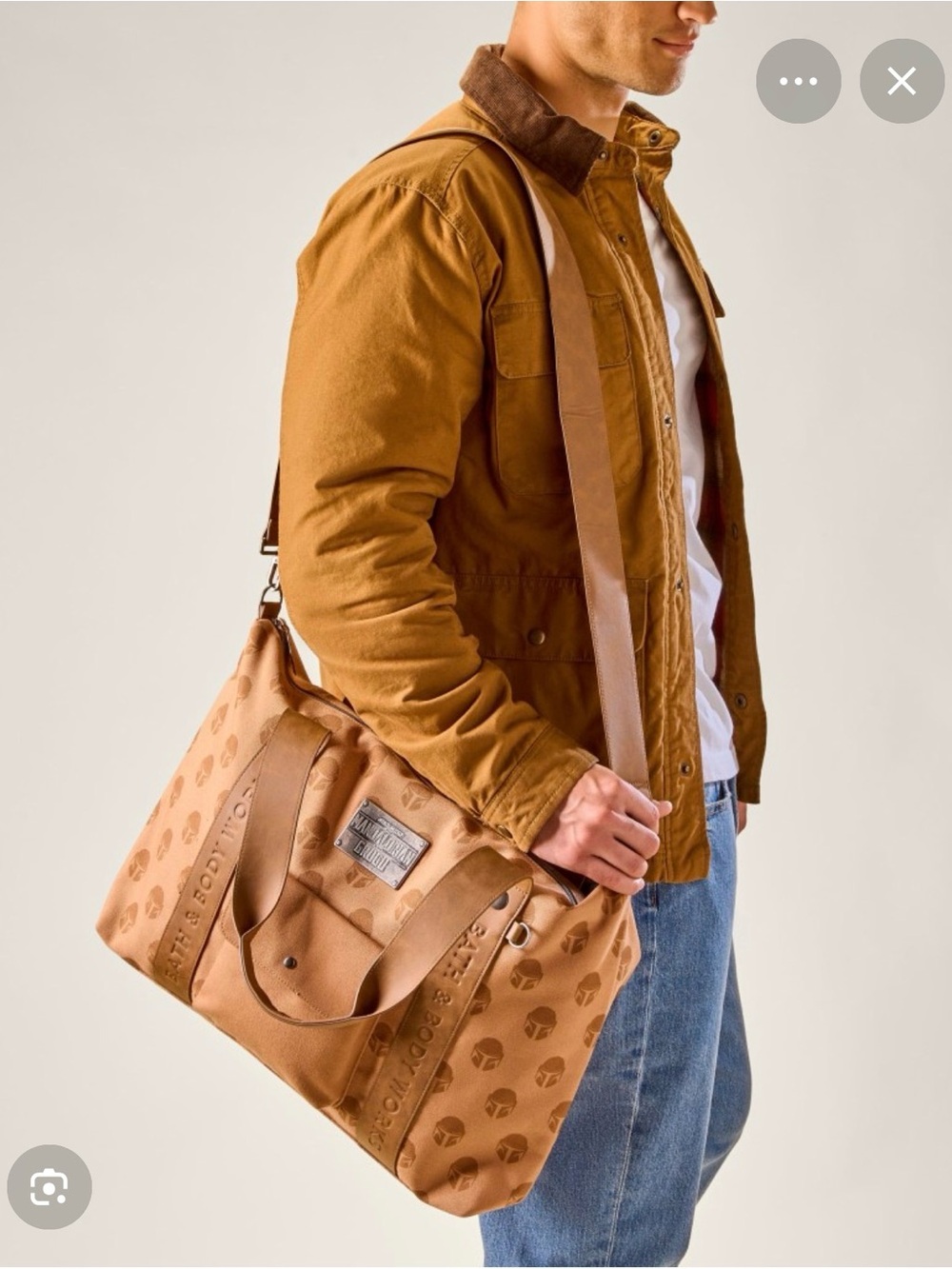 Tan Canvas Men's Weekender Bag - Unbranded